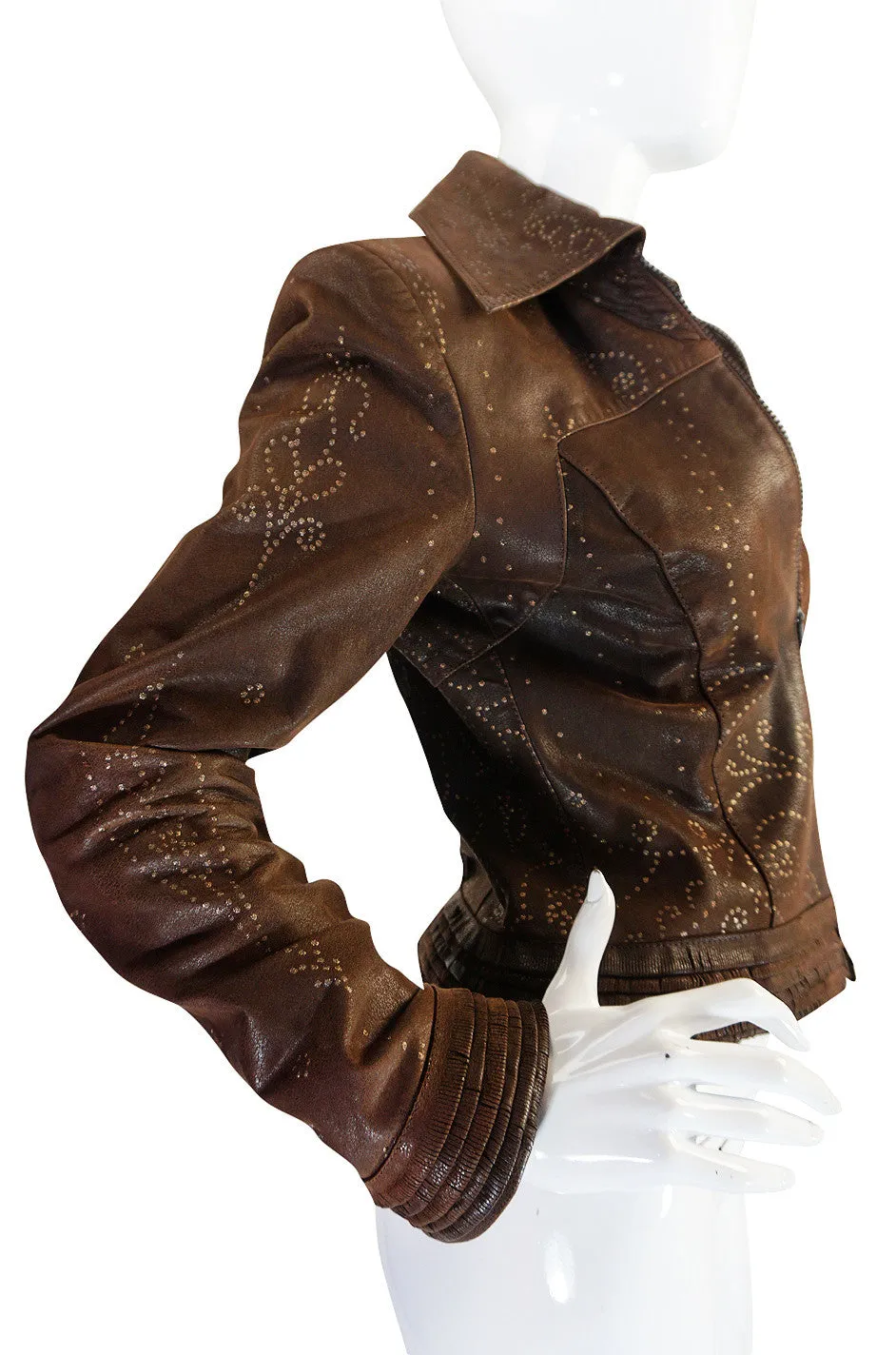 1980s Hand Painted Roberto Cavalli Leather Jacket