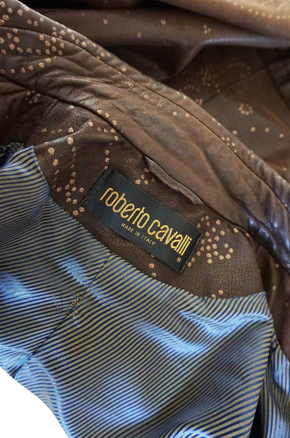 1980s Hand Painted Roberto Cavalli Leather Jacket