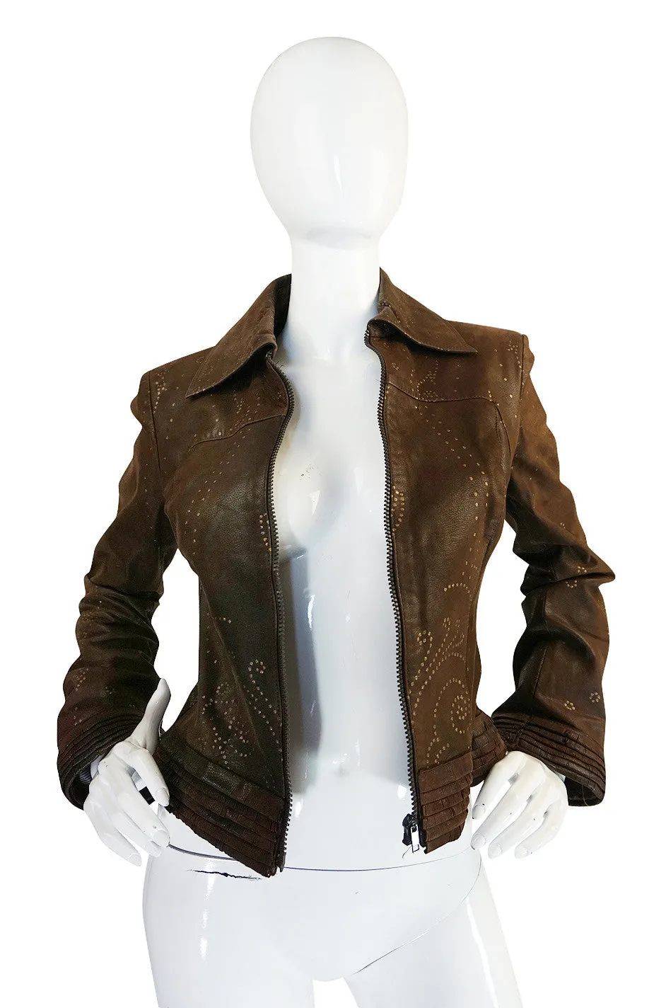 1980s Hand Painted Roberto Cavalli Leather Jacket