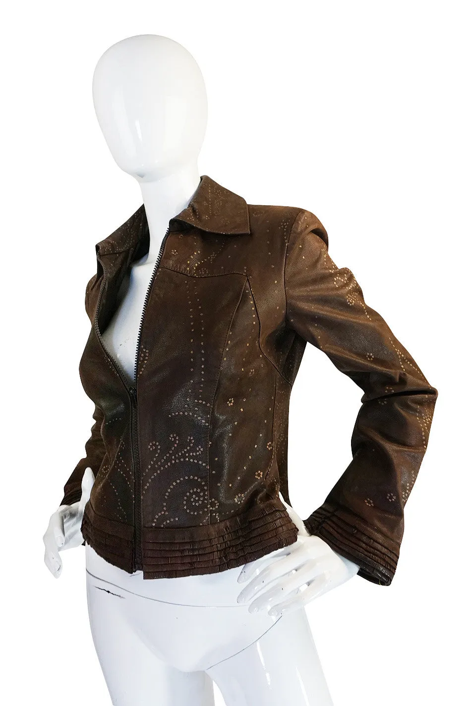 1980s Hand Painted Roberto Cavalli Leather Jacket