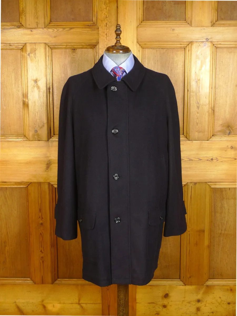 25/0249 vintage aquascutum wool & 15% cashmere navy blue raglan field coat jacket xxl