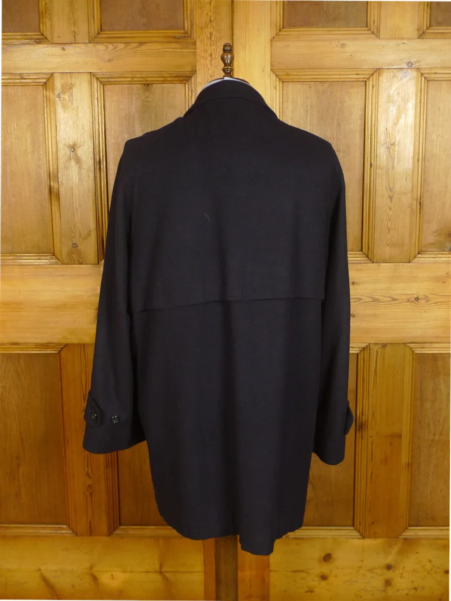 25/0249 vintage aquascutum wool & 15% cashmere navy blue raglan field coat jacket xxl