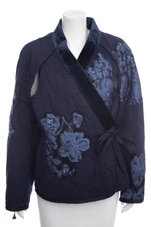 3.1 Phillip Lim Navy Velvet Kimono Embroidered Jacket SZ L
