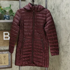 32 Degrees Women's Hooded Down Puffer Coat Bourgogne Small