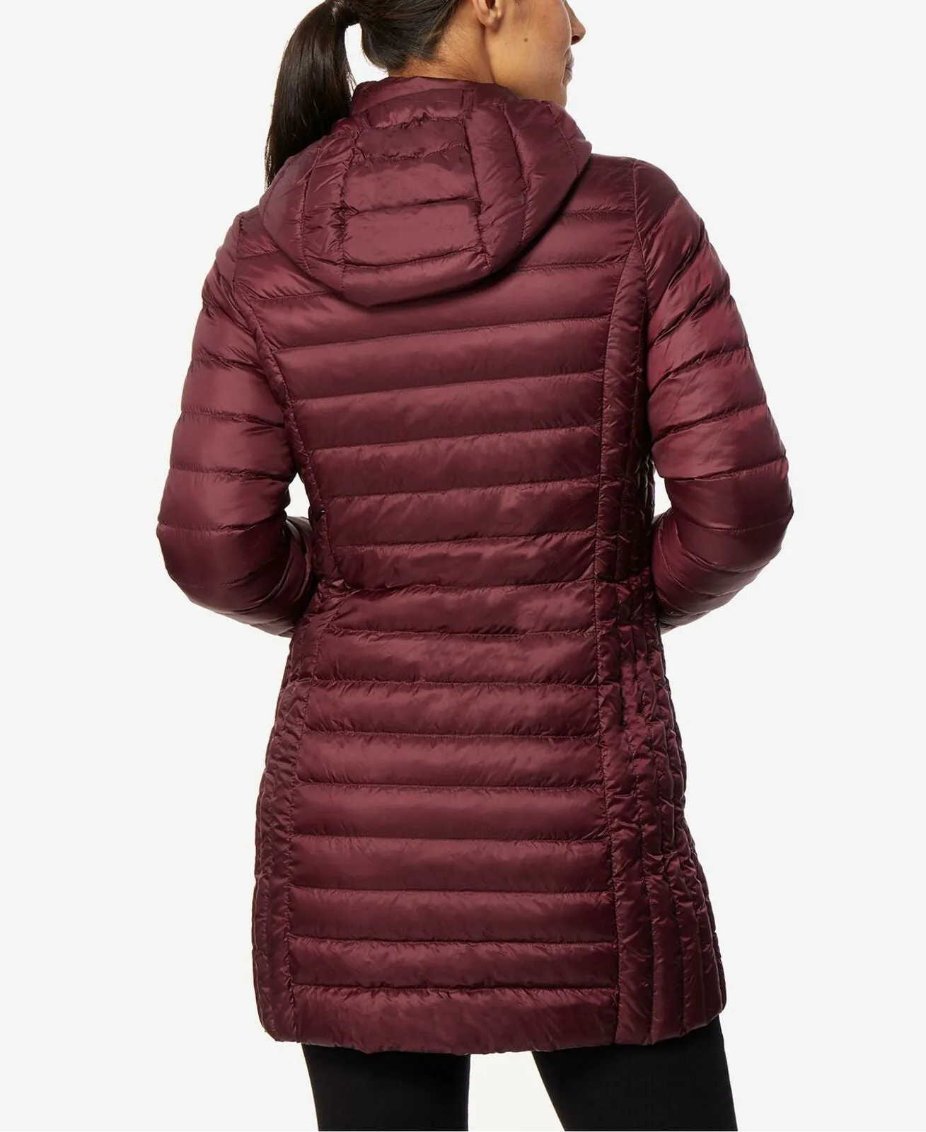 32 Degrees Women's Hooded Down Puffer Coat Bourgogne Small