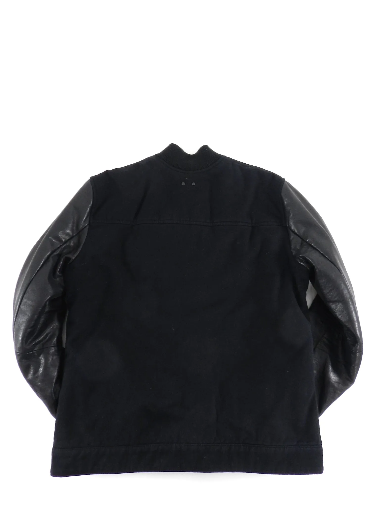 Alexander Wang Fall 2012 Black Cotton Jean Jacket With Leather Sleeves - M