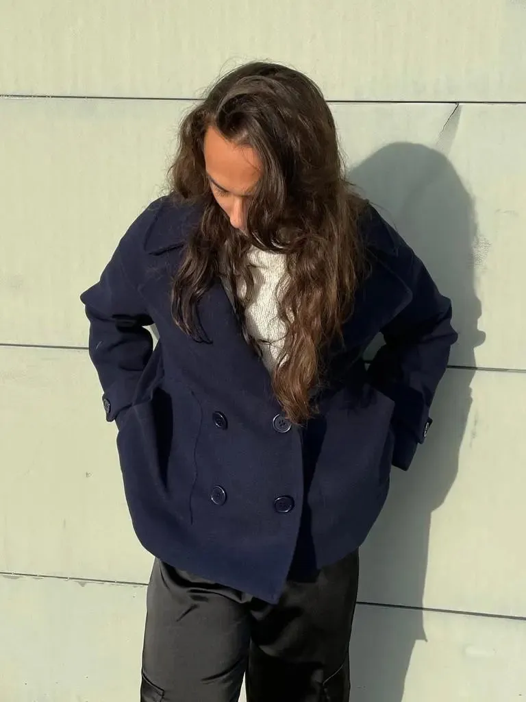 Alina - Elegant Double Knot Design Woman's Peacoat