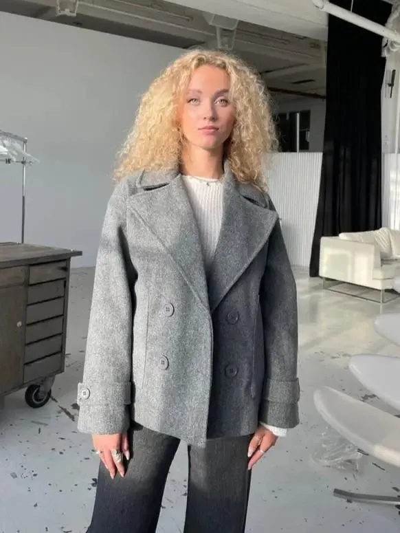 Alina - Elegant Double Knot Design Woman's Peacoat