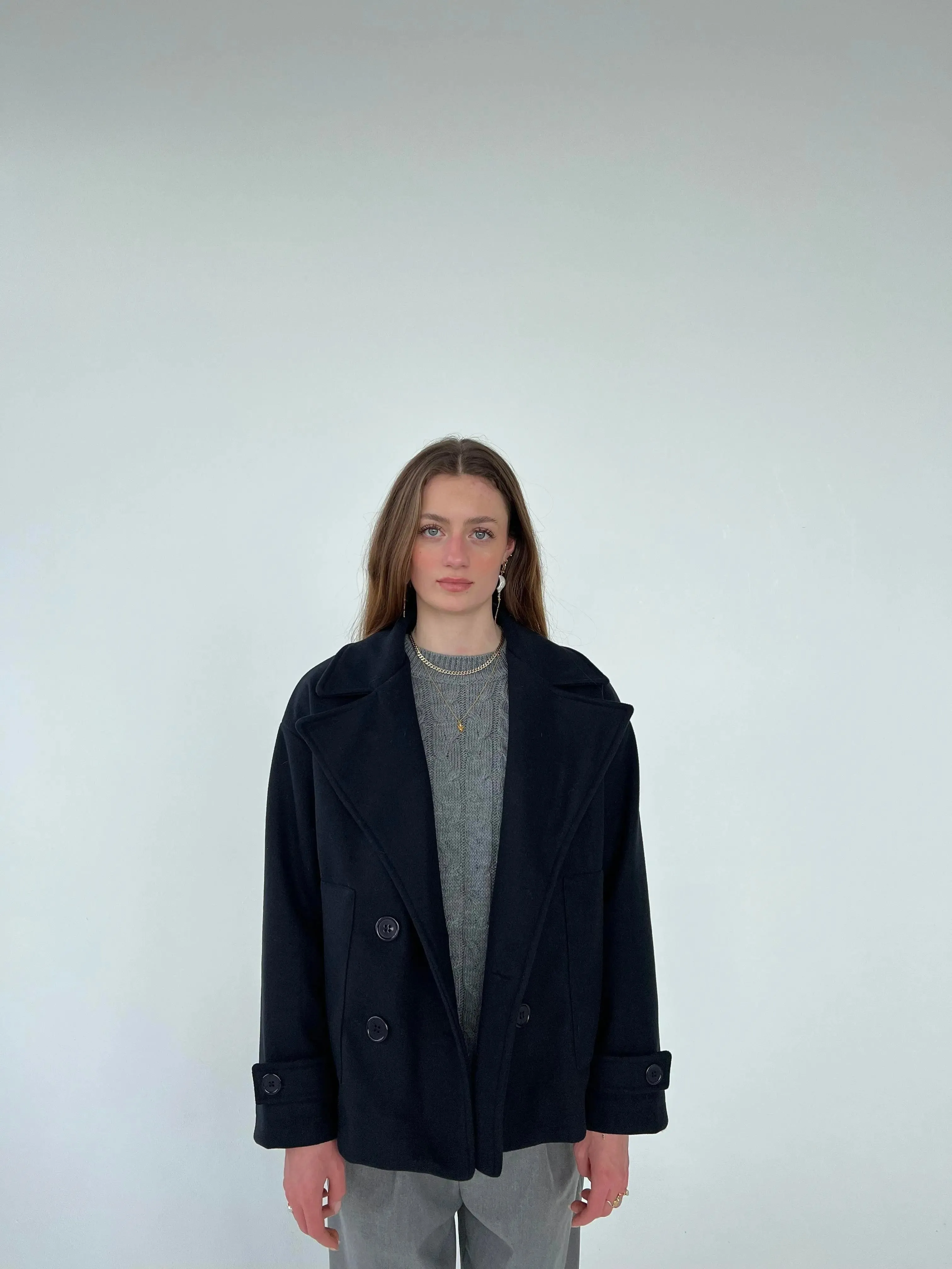 Alina - Elegant Double Knot Design Woman's Peacoat