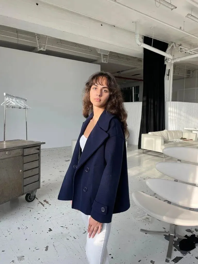 Alina - Elegant Double Knot Design Woman's Peacoat