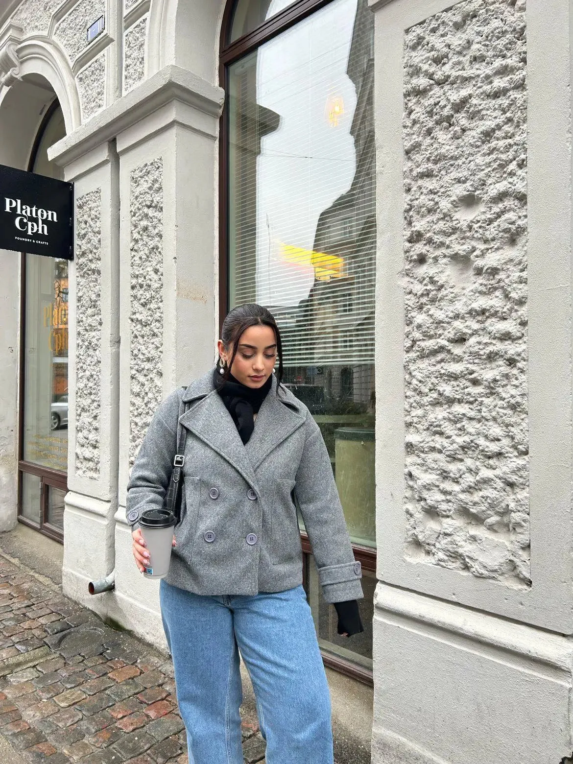 Alina - Elegant Double Knot Design Woman's Peacoat