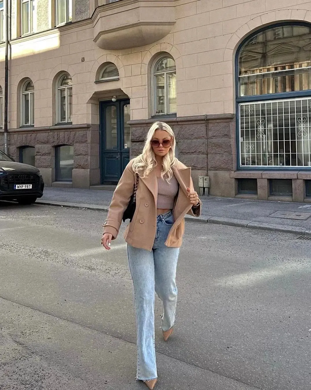 Alina - Elegant Double Knot Design Woman's Peacoat