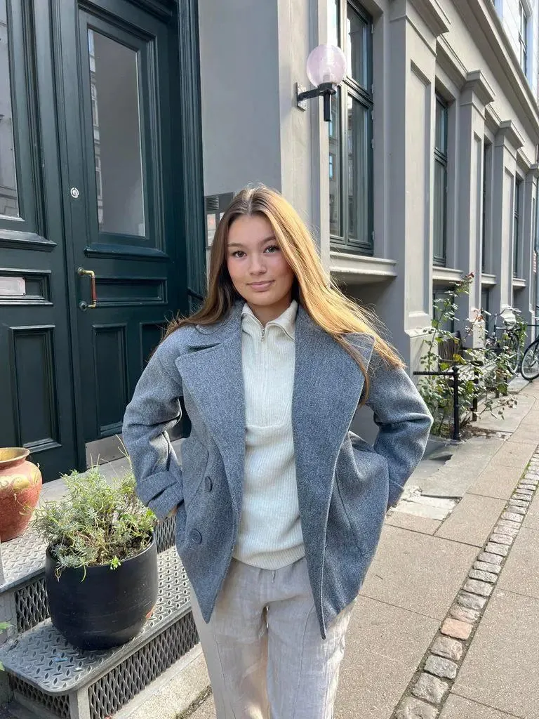 Alina - Elegant Double Knot Design Woman's Peacoat