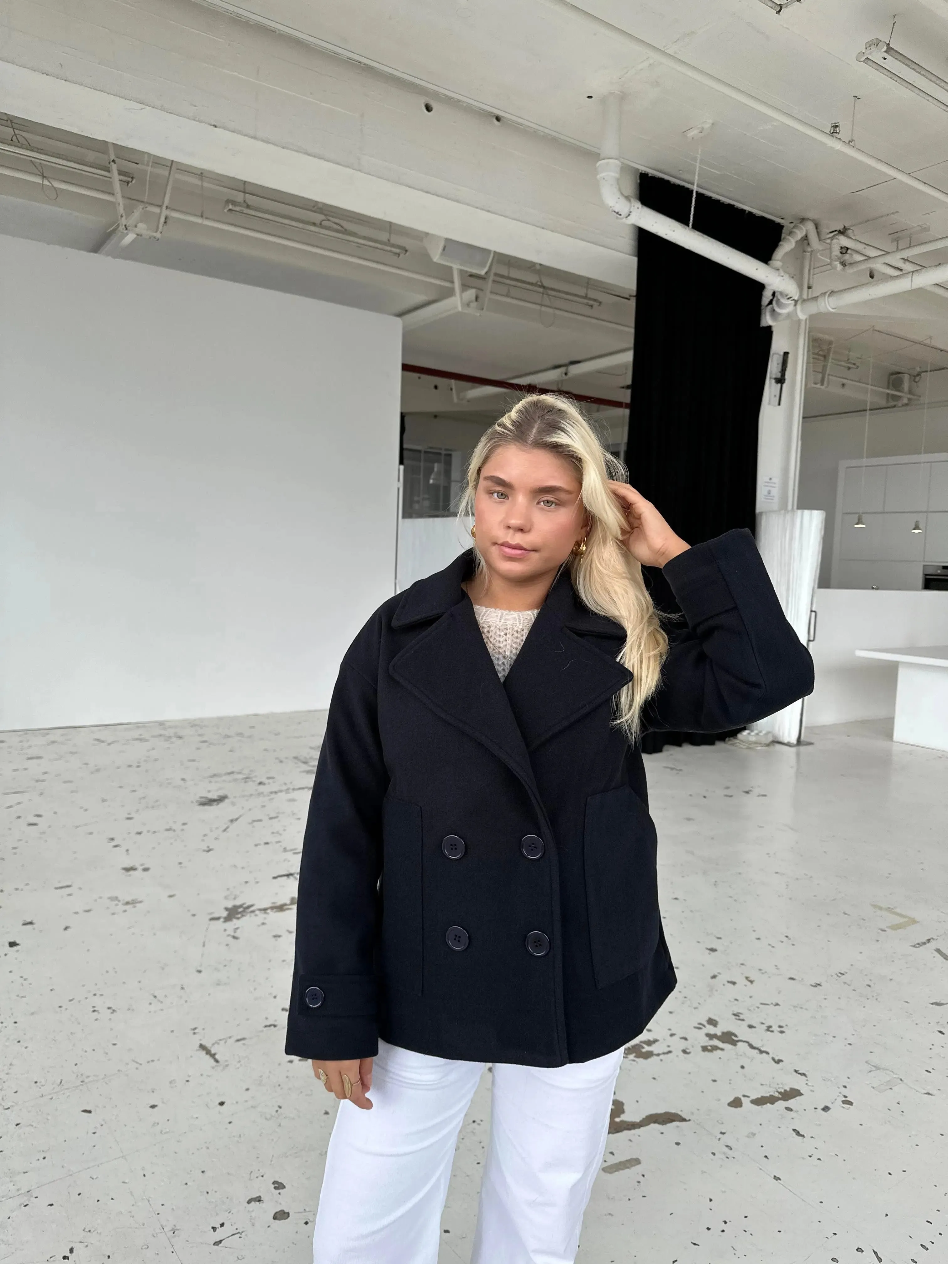 Alina - Elegant Double Knot Design Woman's Peacoat