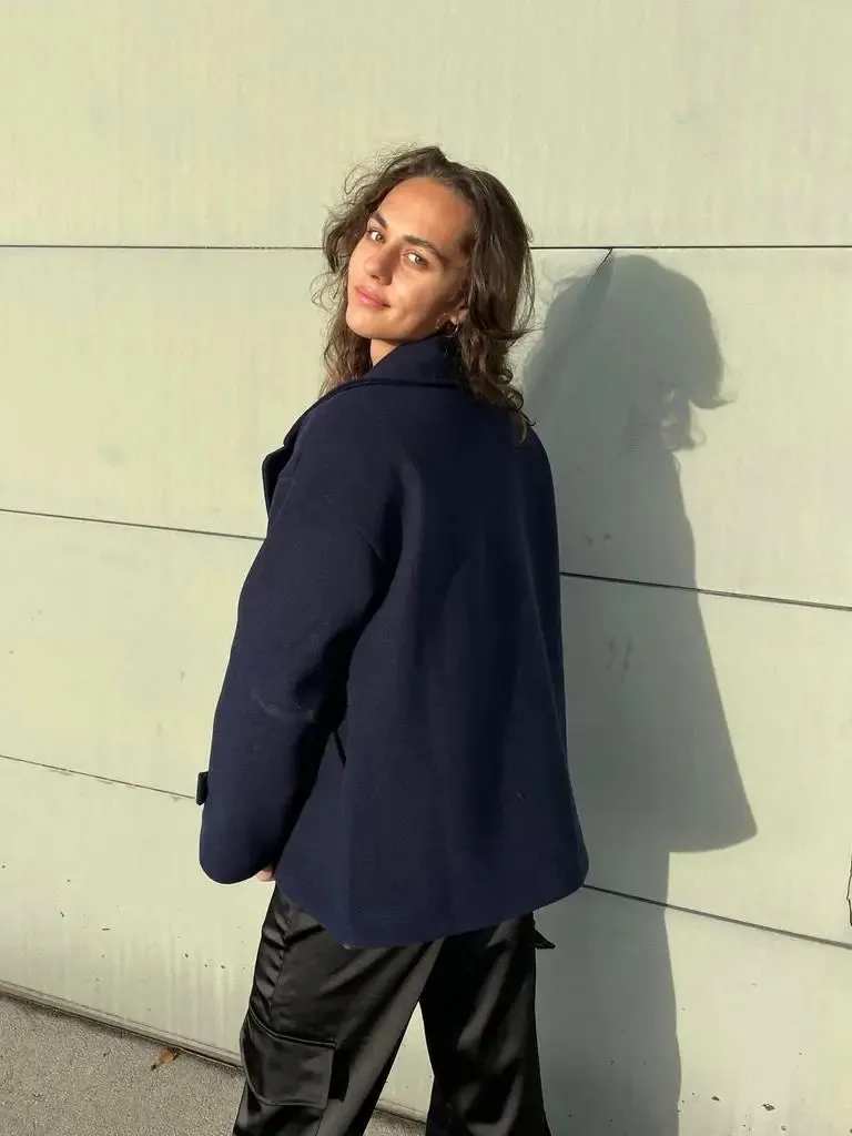 Alina - Elegant Double Knot Design Woman's Peacoat