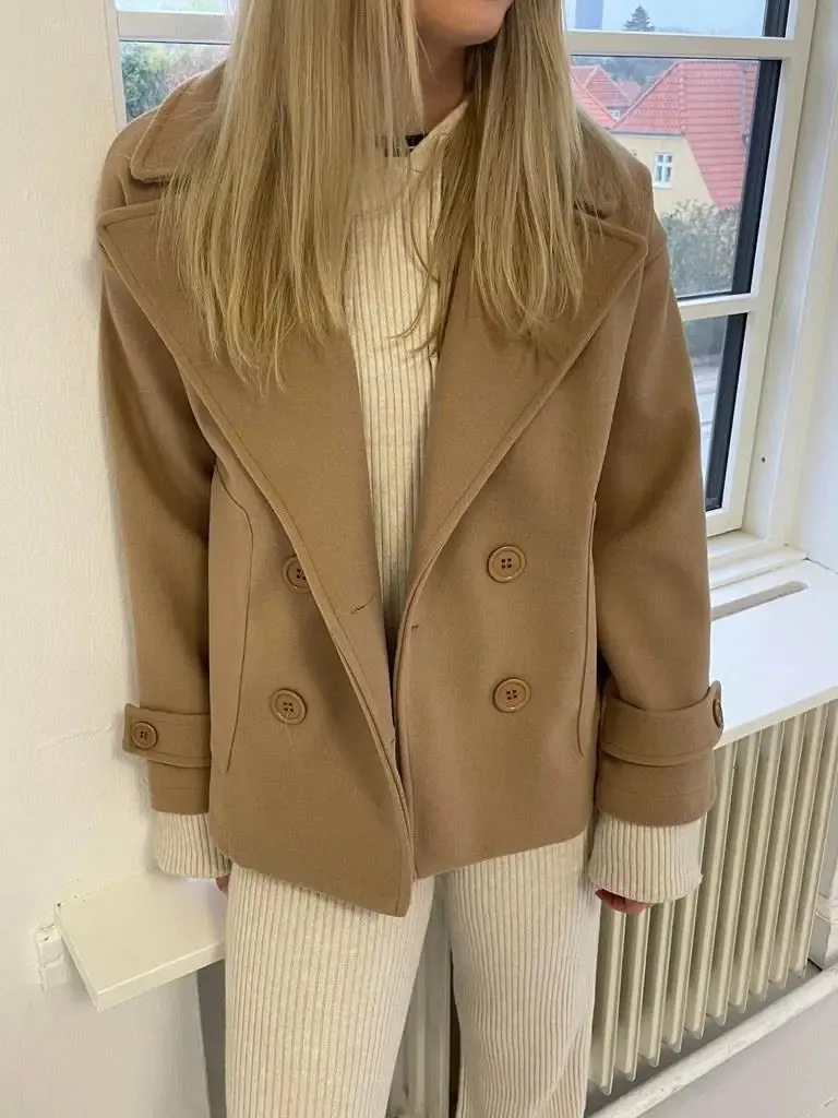 Alina - Elegant Double Knot Design Woman's Peacoat