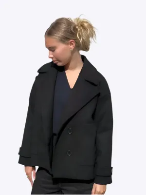 Alina - Elegant Double Knot Design Woman's Peacoat