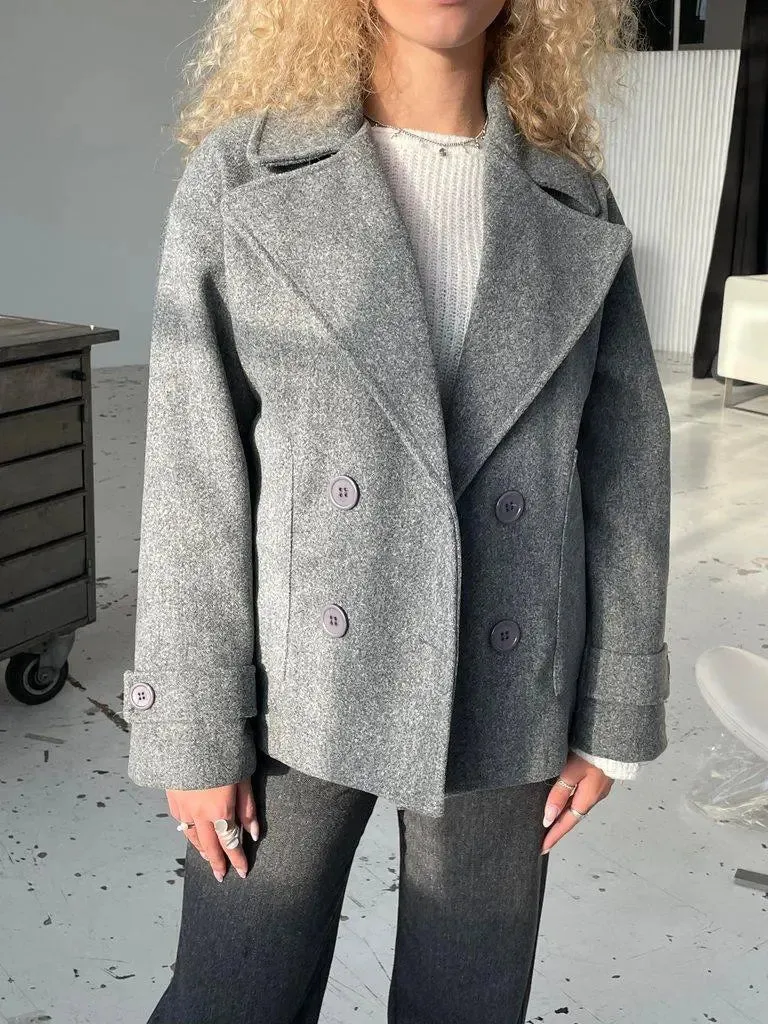 Alina - Elegant Double Knot Design Woman's Peacoat