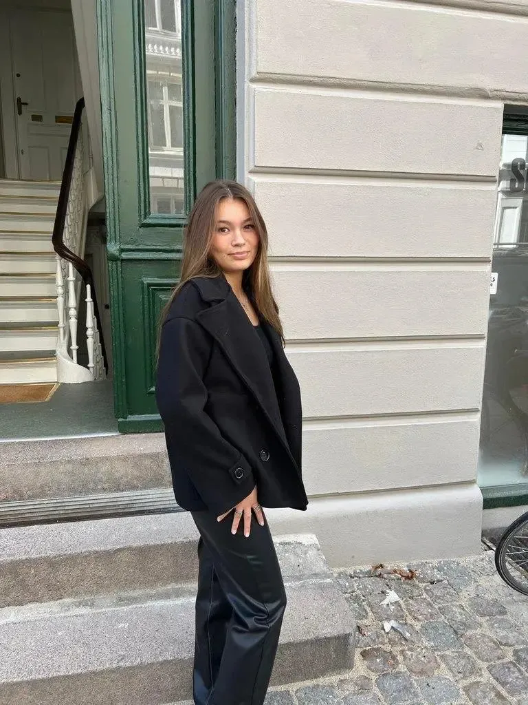 Alina - Elegant Double Knot Design Woman's Peacoat