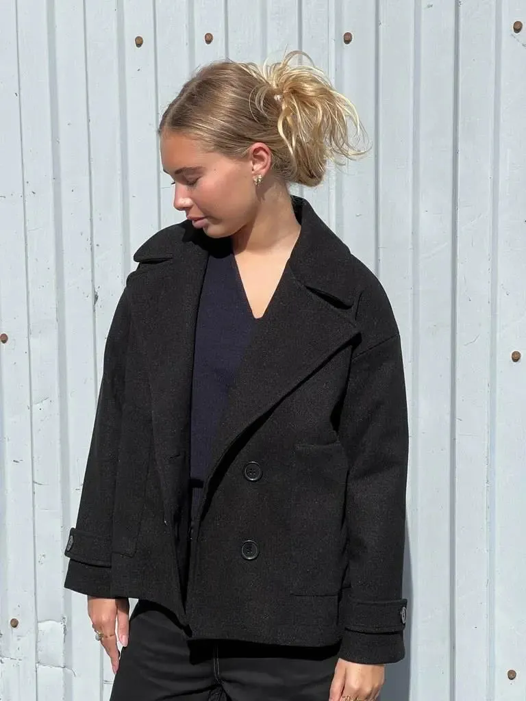Alina - Elegant Double Knot Design Woman's Peacoat