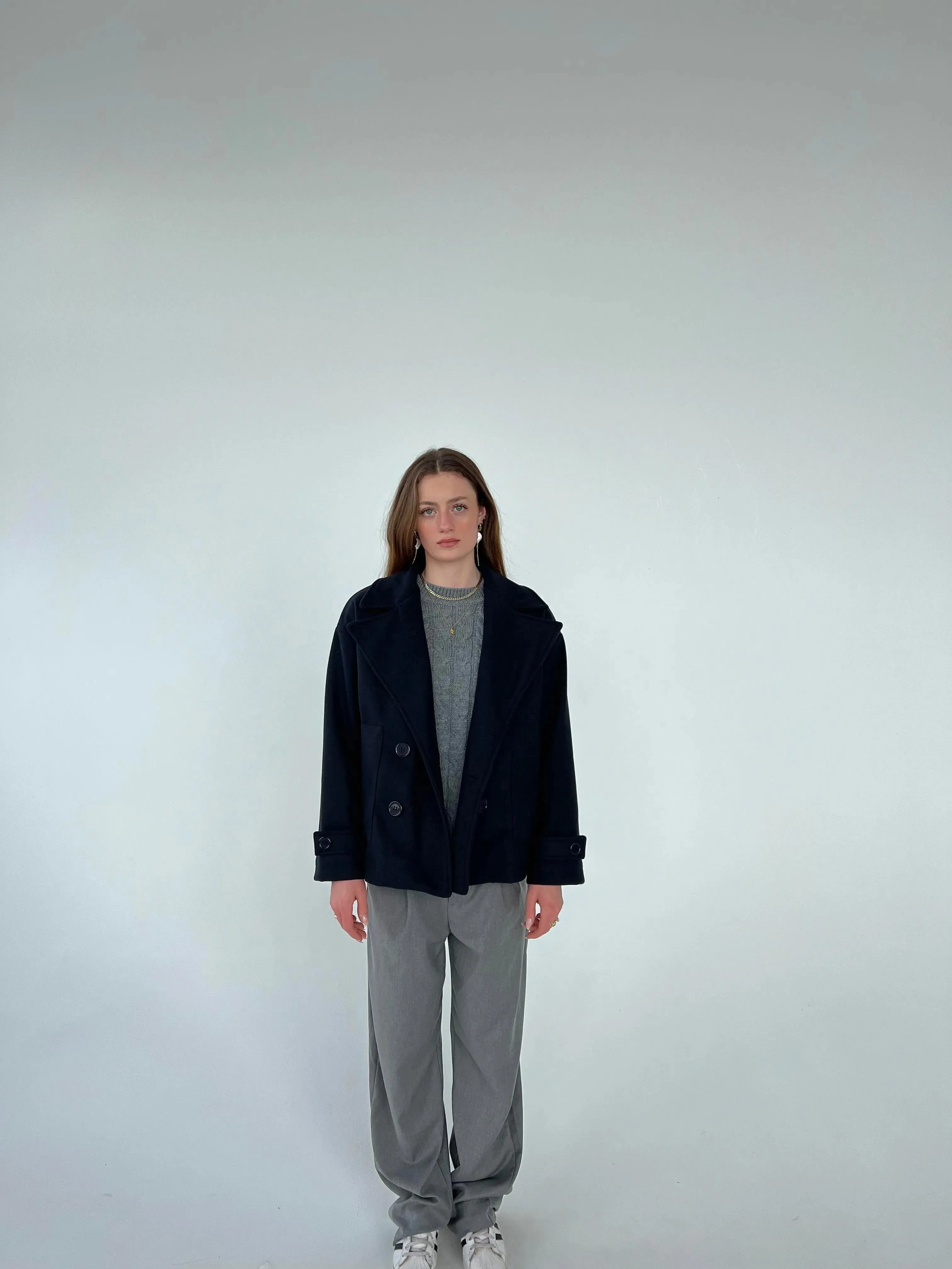 Alina - Elegant Double Knot Design Woman's Peacoat