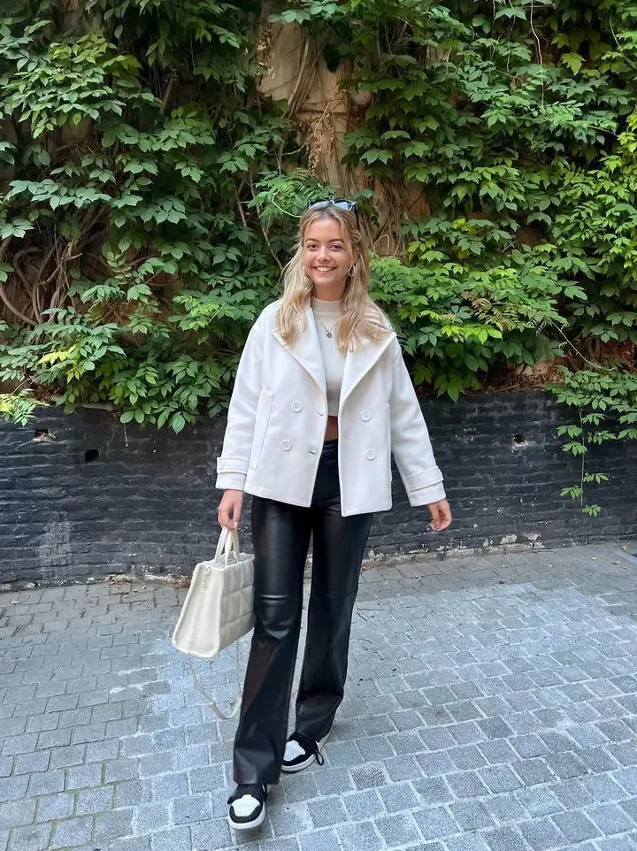 Alina - Elegant Double Knot Design Woman's Peacoat