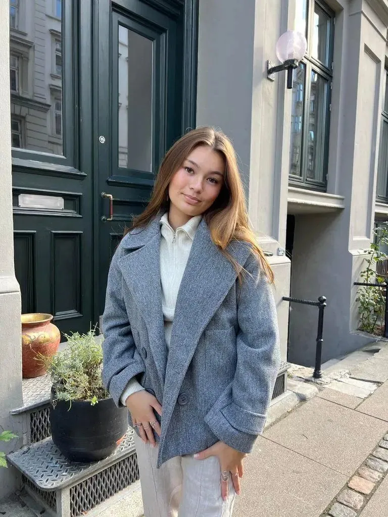 Alina - Elegant Double Knot Design Woman's Peacoat