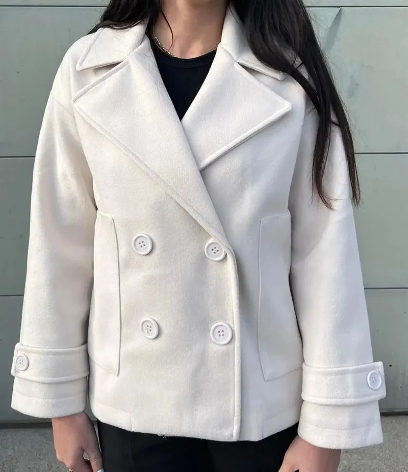 Alina - Elegant Double Knot Design Woman's Peacoat