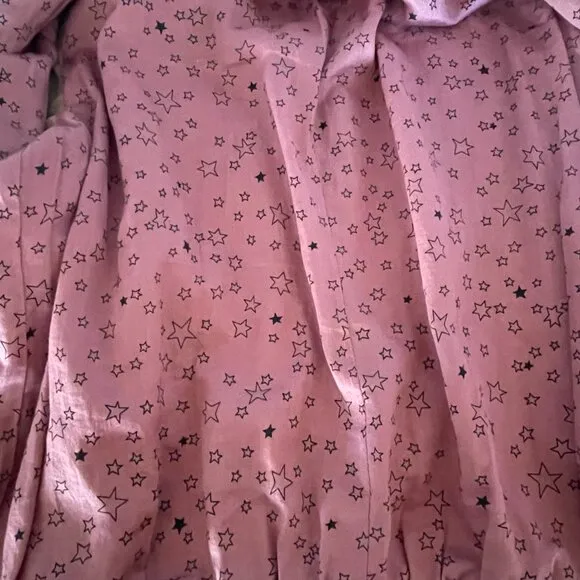 Anthropologie‎ Idra Tan Leather Bomber Jacket, Pink Star Lining, Retro, Boho, M