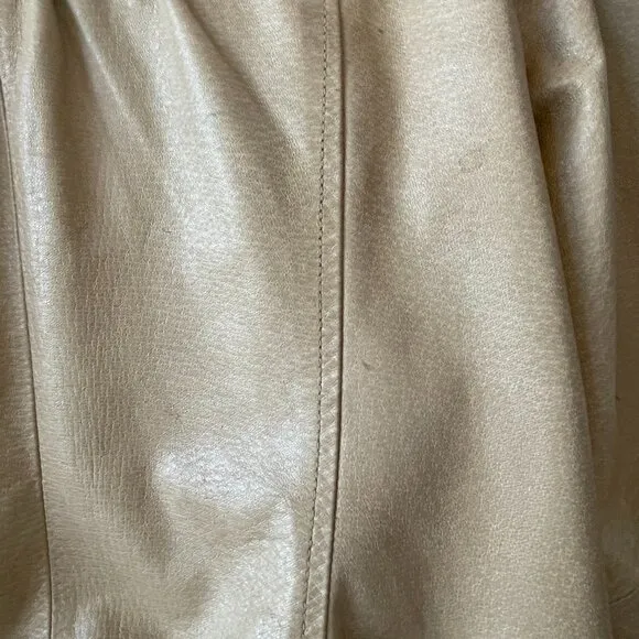 Anthropologie‎ Idra Tan Leather Bomber Jacket, Pink Star Lining, Retro, Boho, M