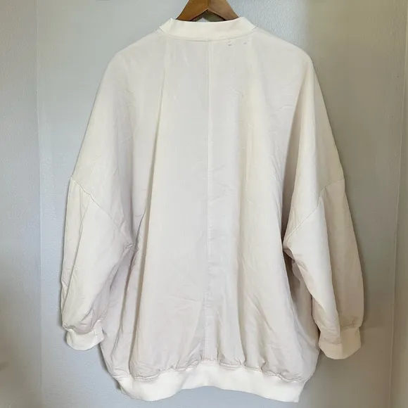 ANTHROPOLOGIE XL XXL by Anthropologie Oversized Bomber Jacket in Ivory Cream