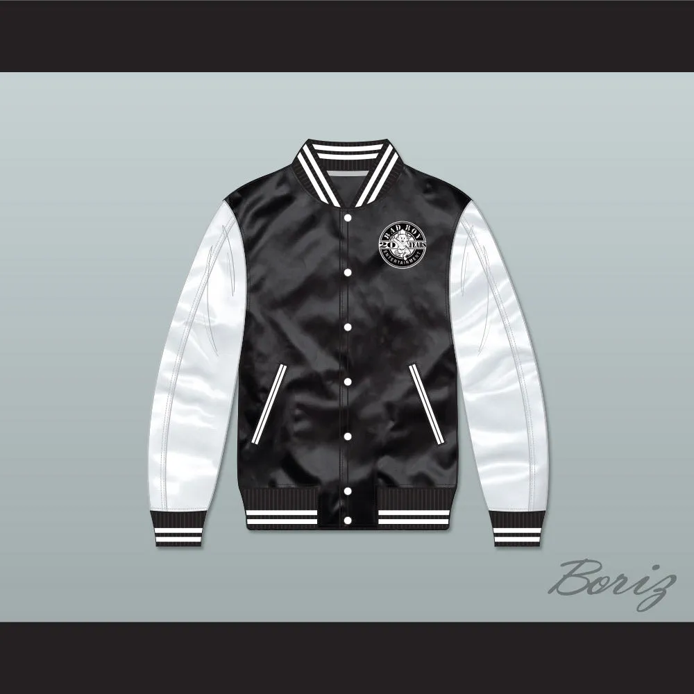 Bad Boy Black/ White Varsity Letterman Satin Bomber Jacket
