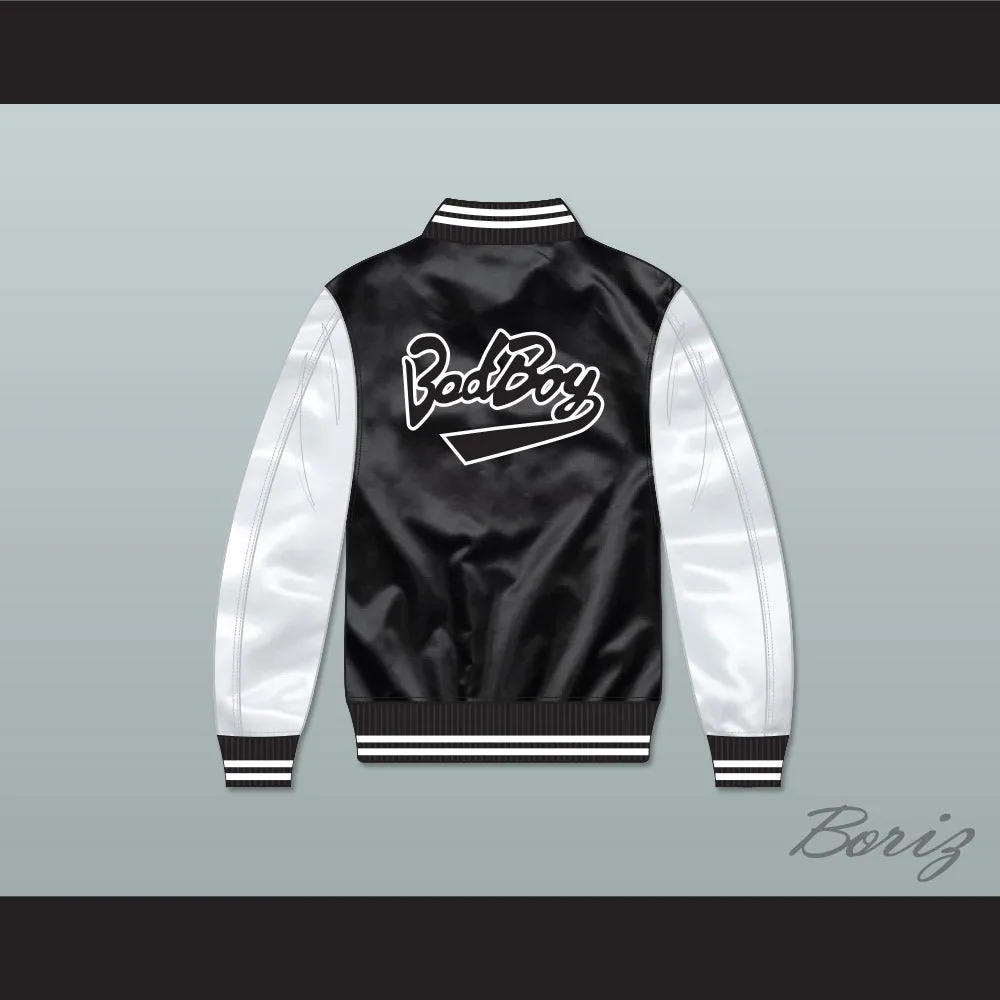 Bad Boy Black/ White Varsity Letterman Satin Bomber Jacket