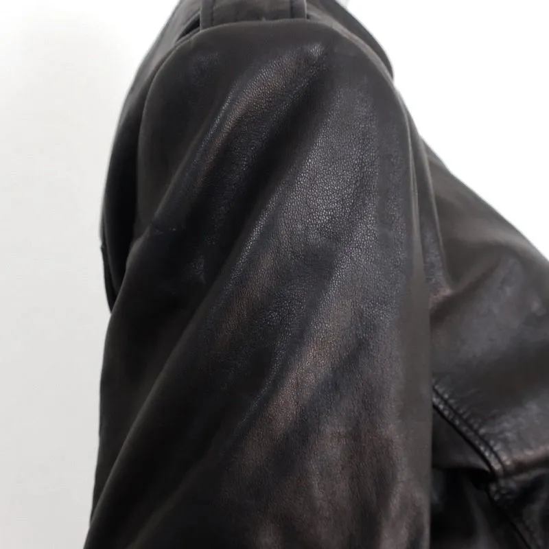 Banana Republic Leather Bomber Jacket Black Size Large Moto Jacket