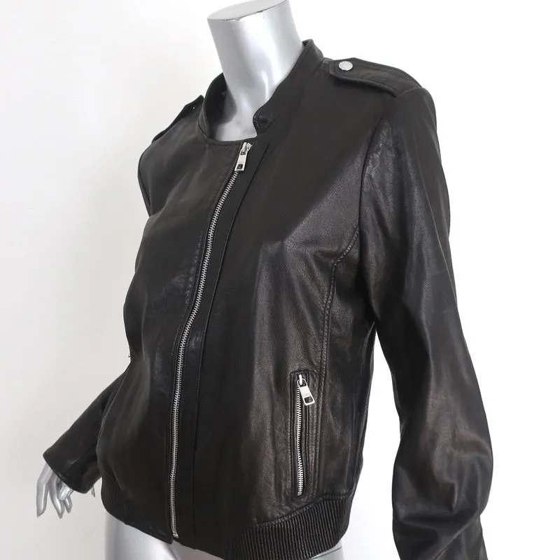 Banana Republic Leather Bomber Jacket Black Size Large Moto Jacket
