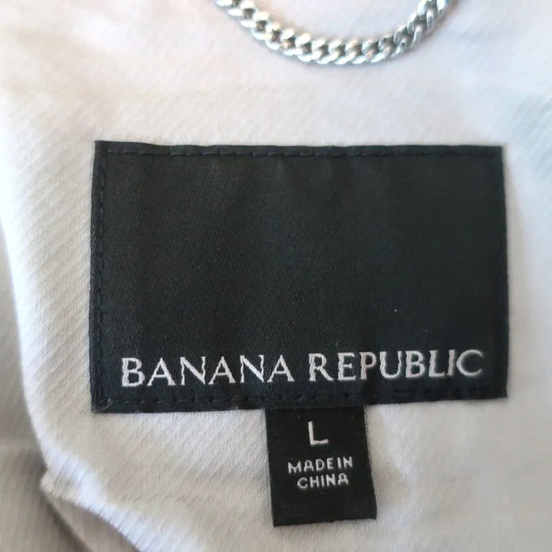 Banana Republic Leather Bomber Jacket Black Size Large Moto Jacket