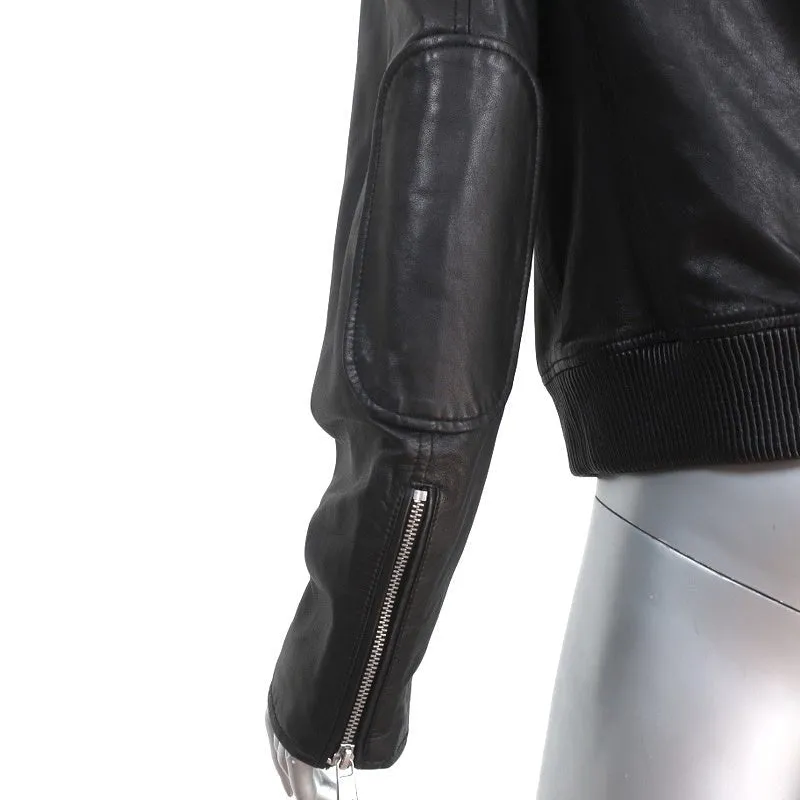 Banana Republic Leather Bomber Jacket Black Size Large Moto Jacket