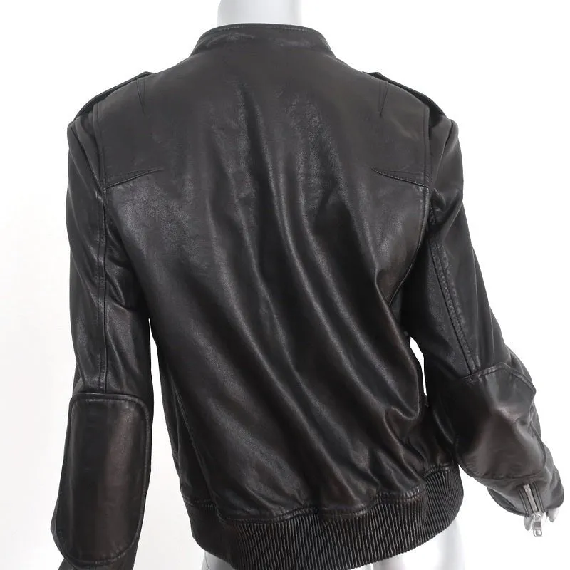 Banana Republic Leather Bomber Jacket Black Size Large Moto Jacket