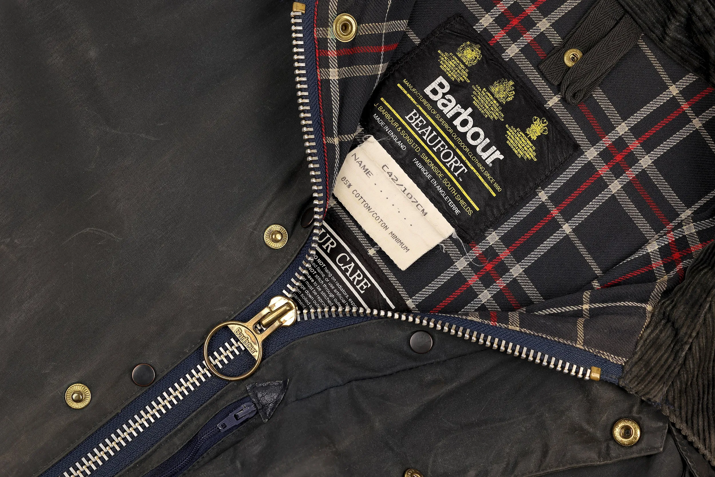 Barbour Beaufort Wax Jacket Coat - Blue - L