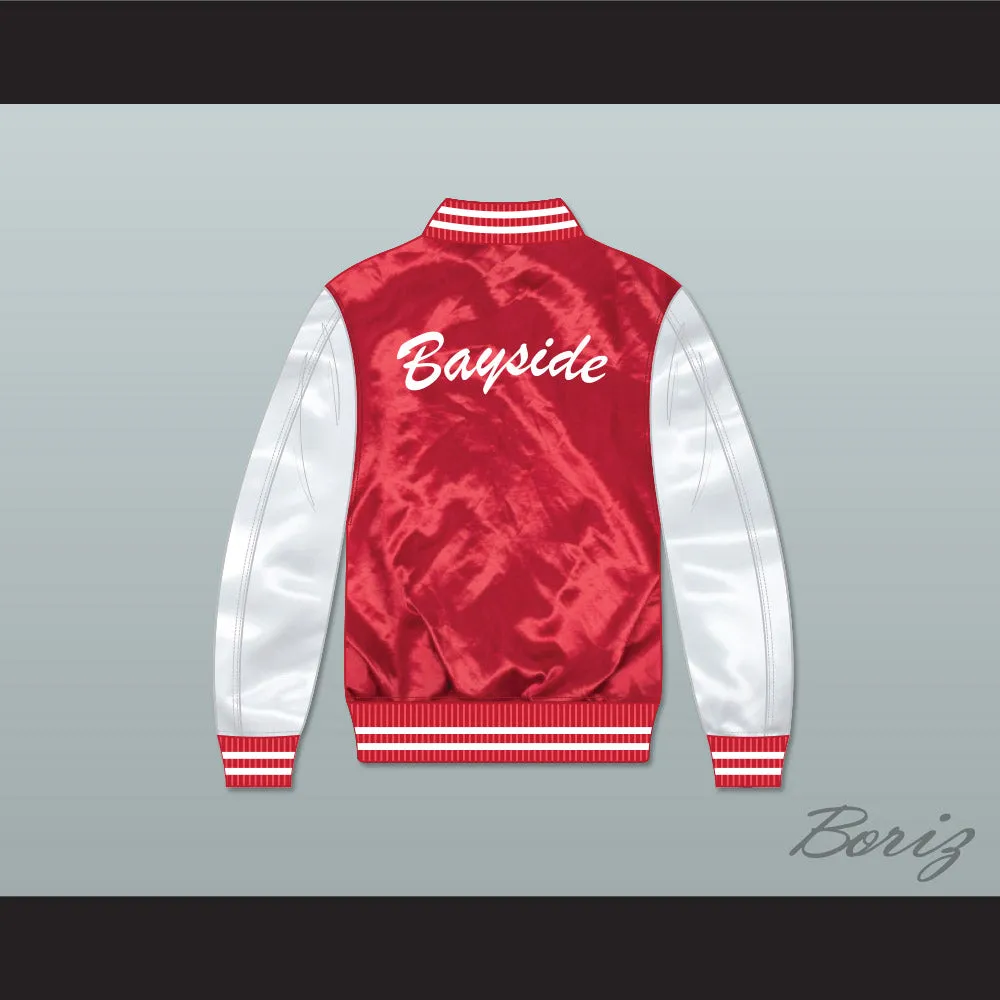 Bayside Tigers Red/ White Varsity Letterman Satin Bomber Jacket