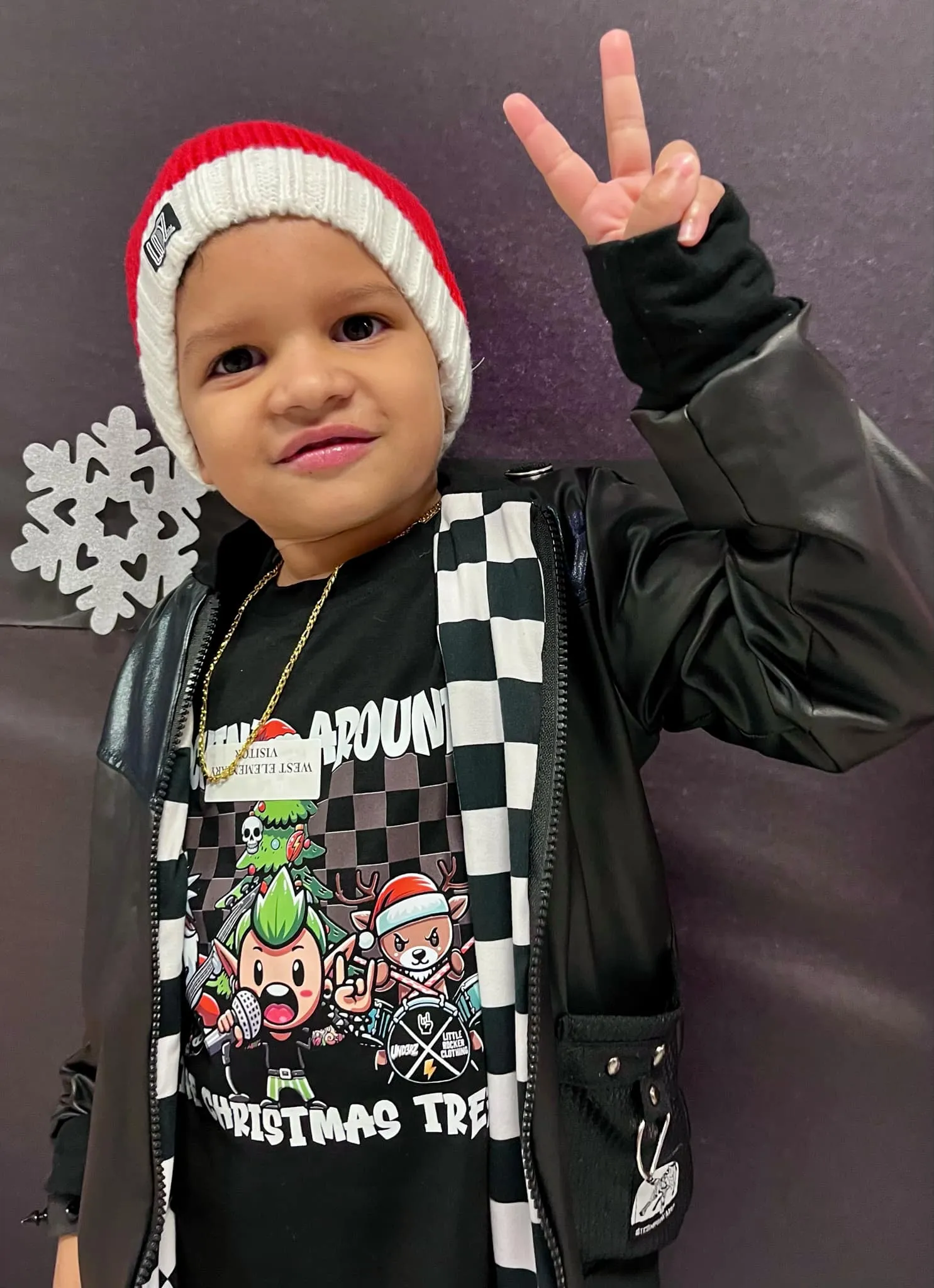 Black Punk Bomber Jacket for Kids in Vegan Leather Unisex boys girls fashion