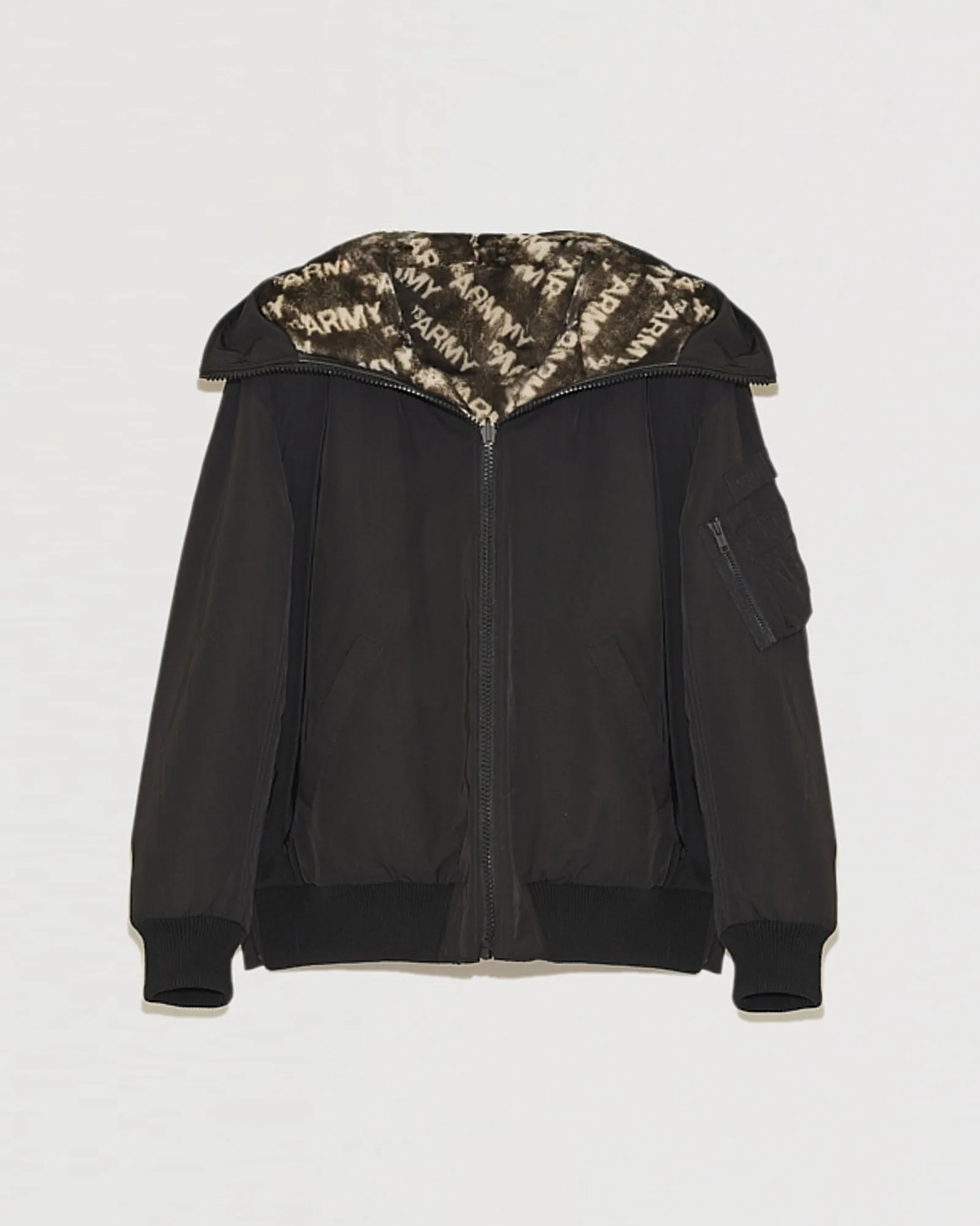 Bomber jacket in lambskin shearling reversible technical fabric