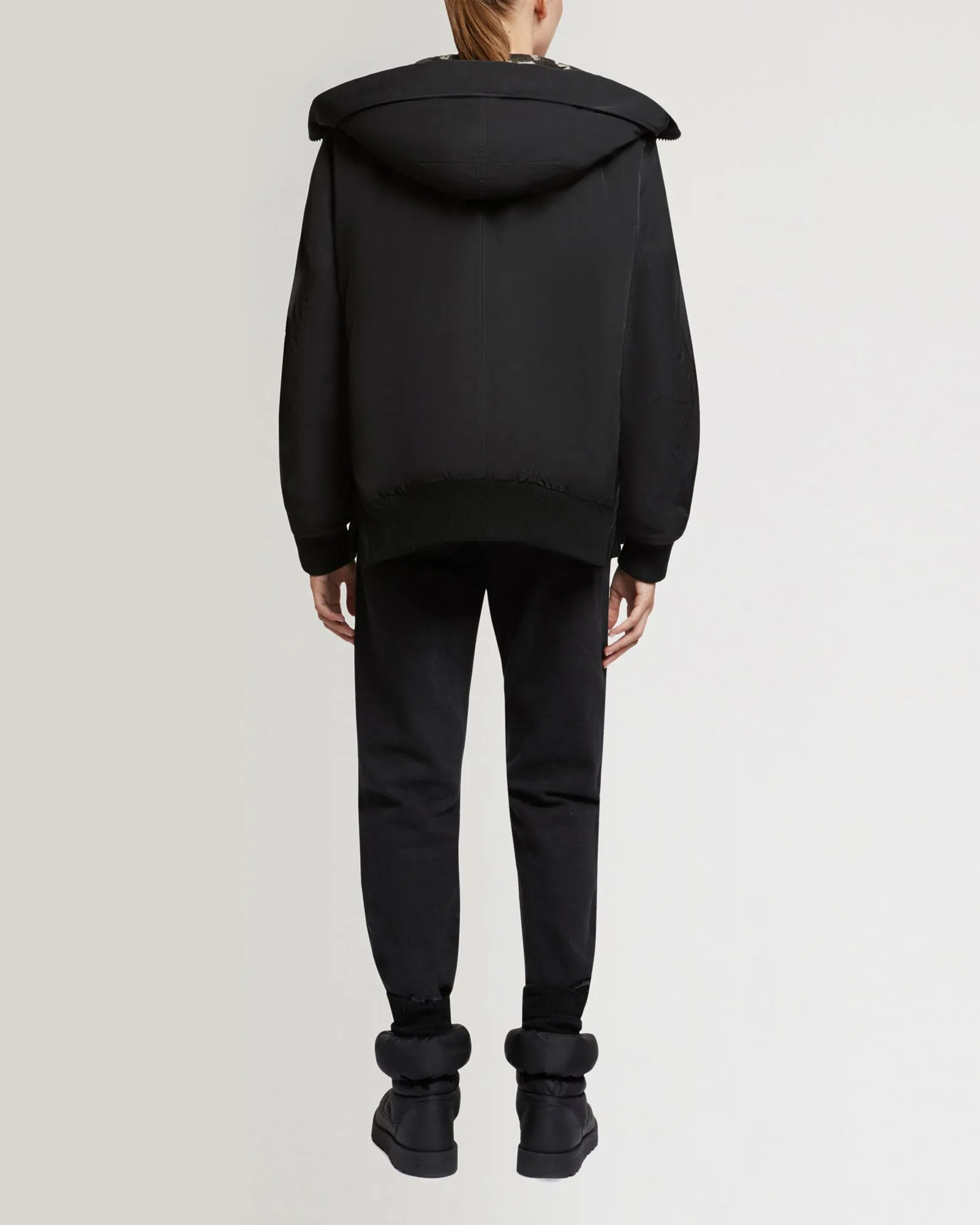 Bomber jacket in lambskin shearling reversible technical fabric