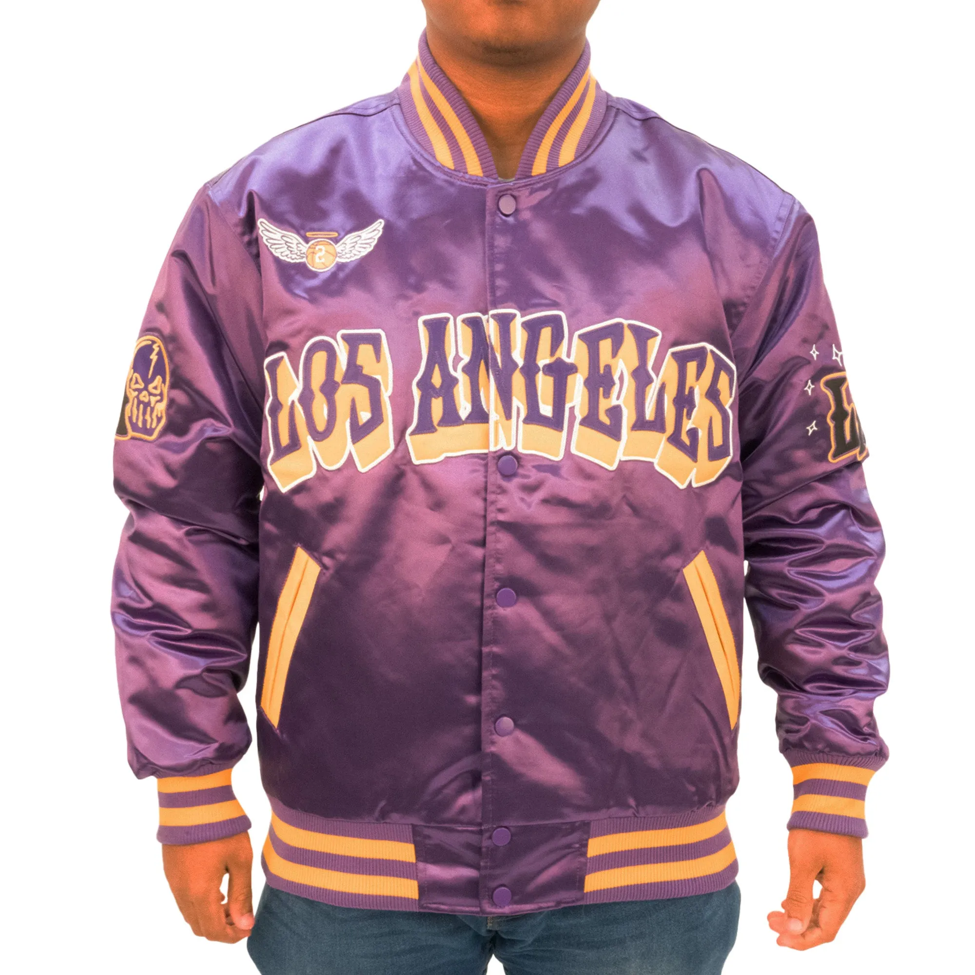 BRAND X LOS ANGELES WORLD CHAMPION SATIN JACKET (PURPLE)