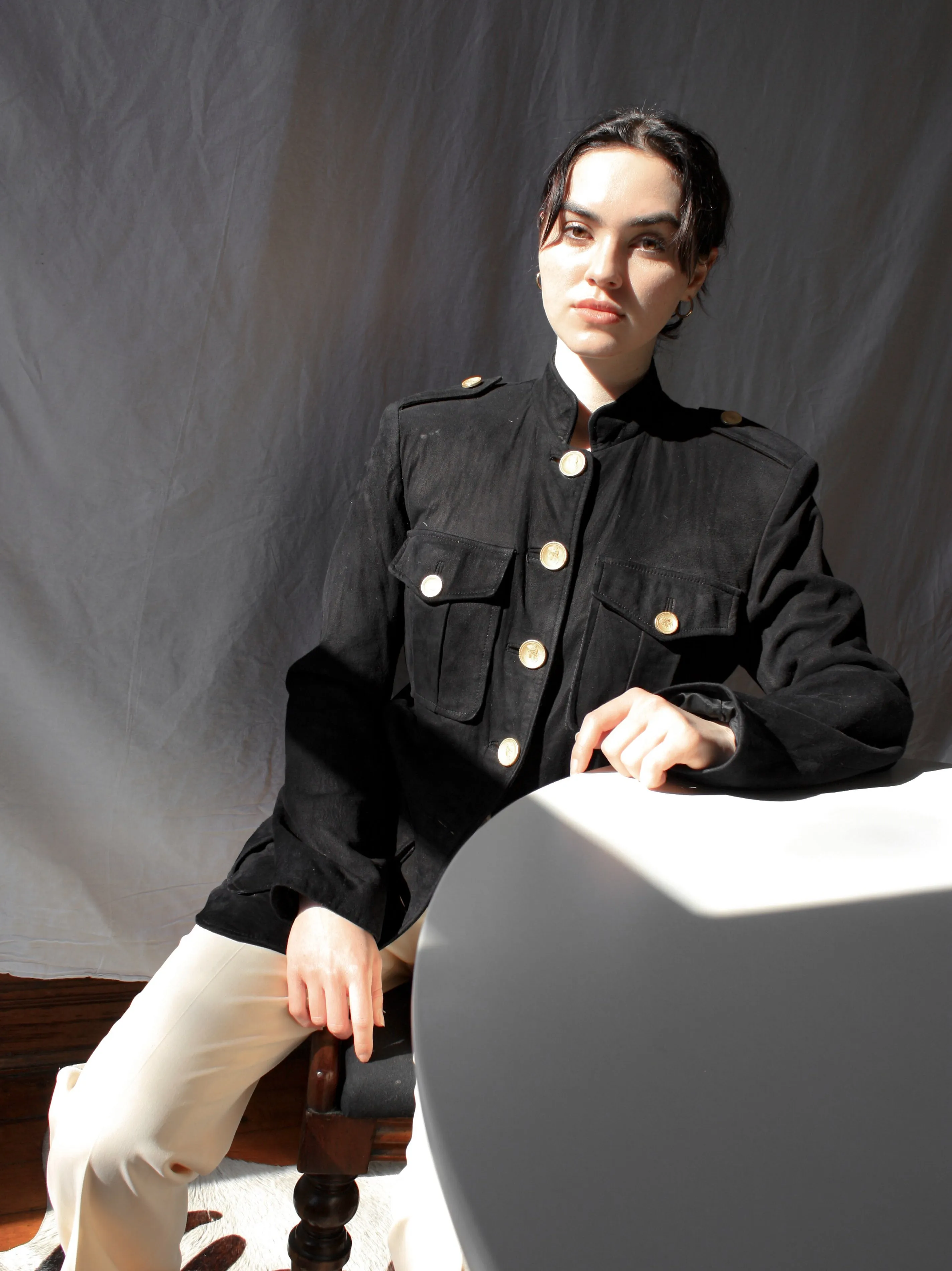 Brass Button Suede Jacket