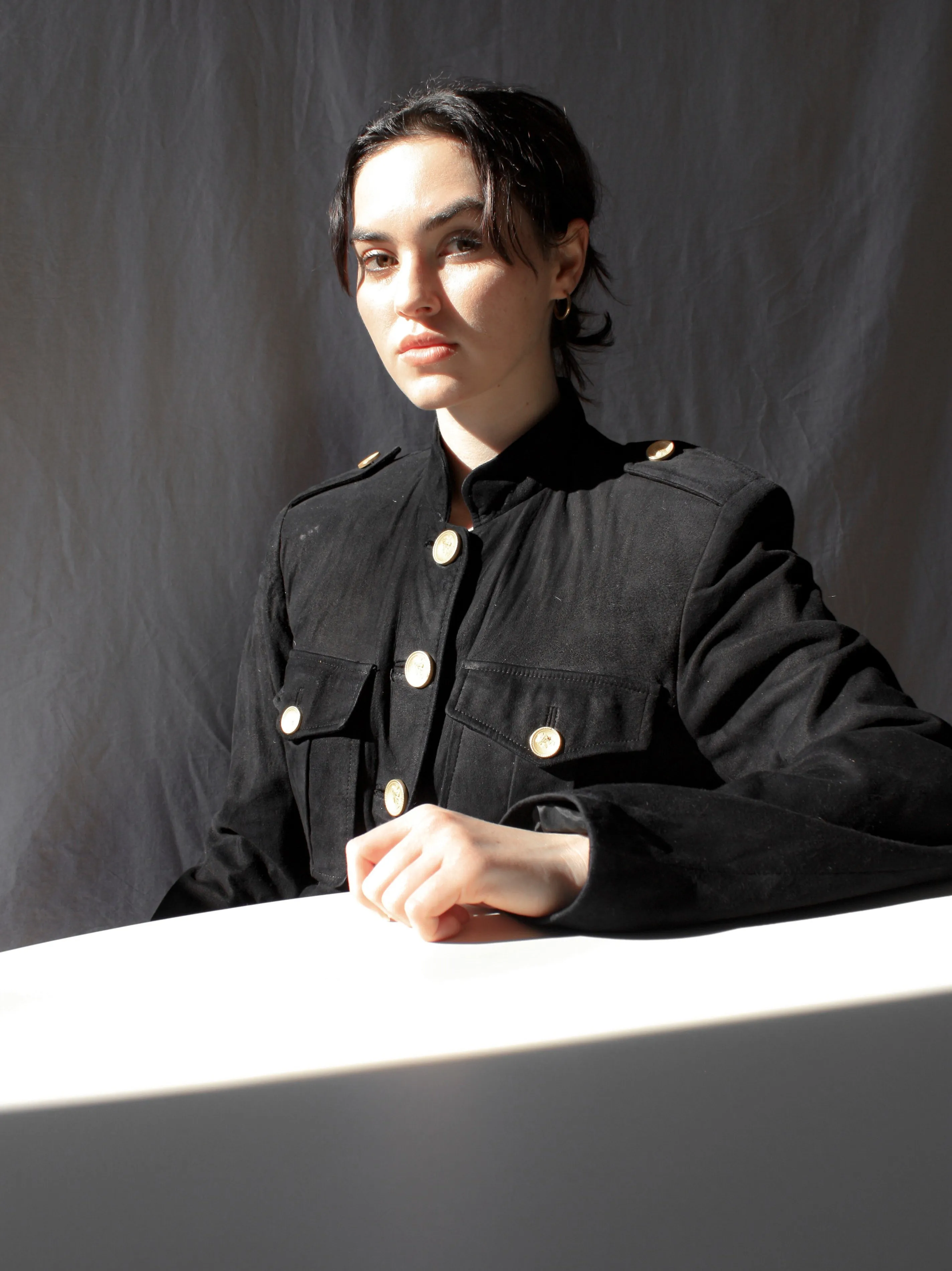 Brass Button Suede Jacket