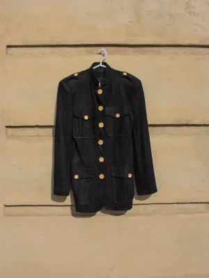 Brass Button Suede Jacket
