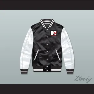 Bricklayers Basketball 4th Annual Rock N' Jock B-Ball Jam Black/ White Varsity Letterman Satin Bomber Jacket