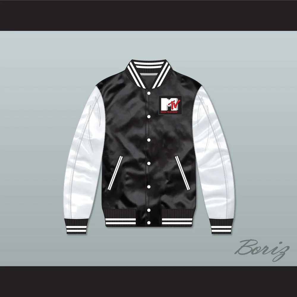 Bricklayers Basketball 4th Annual Rock N' Jock B-Ball Jam Black/ White Varsity Letterman Satin Bomber Jacket