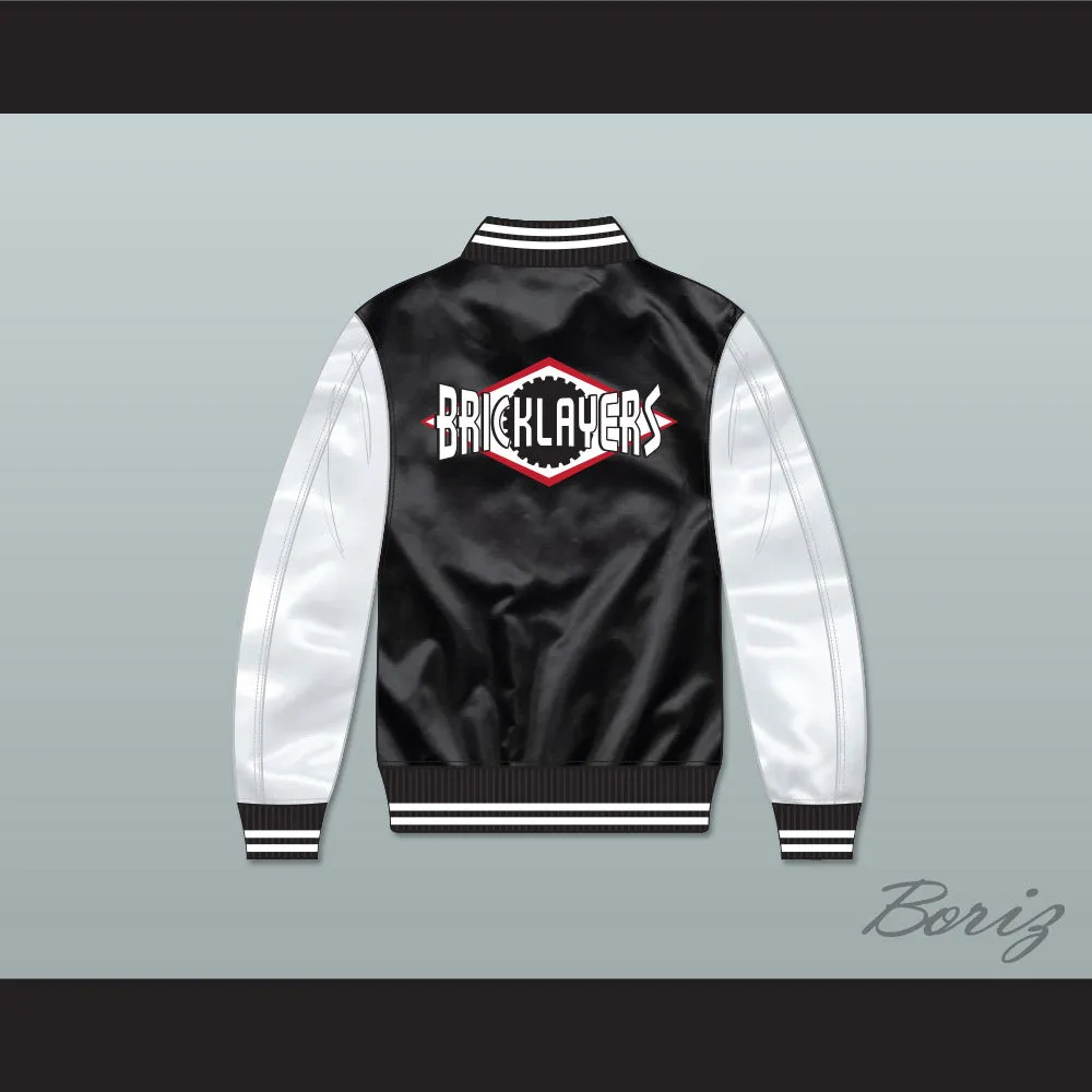 Bricklayers Basketball 4th Annual Rock N' Jock B-Ball Jam Black/ White Varsity Letterman Satin Bomber Jacket